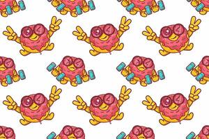 funny donut food character seamless pattern illustration background vector