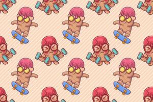 cartoon ice cream use cone character seamless pattern illustration background vector