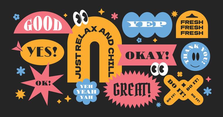 Playful speech bubble stickers collection Colorful cartoon hipster label tag sticker