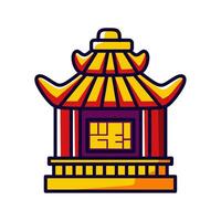 Yellow and red colored temple icons are suitable for use as Chinese New Year decorations. vector