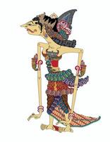 Wayang puppet, Banowati character, Indonesian shadow puppet show, illustration style. vector