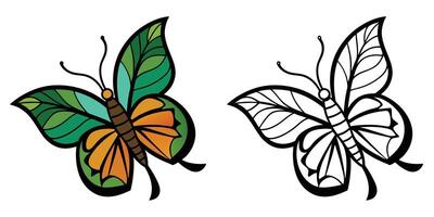 Beautiful Butterfly Flying Coloring Page For Kids Printable vector