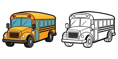 School Bus Outline Coloring Page For Kids vector