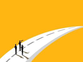 Ambition. Businessman Team Standing on the Bridge. vector
