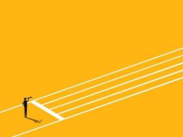 Focus on the path. Businessman at the start of the competition vector