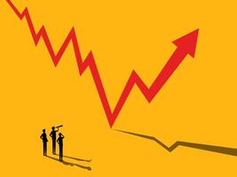 Volatility, after crisis. team Businessman with arrow pointing up. vector