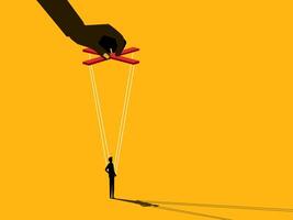 Business management. Businessman puppet on string. vector