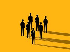 Confident team businessman standing on an empty space. vector