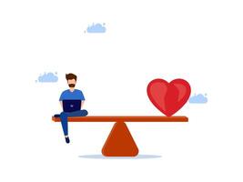man sitting on a seesaw with a heart on top vector