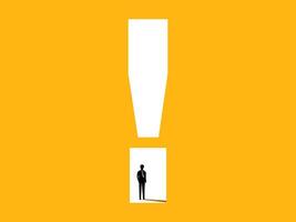 Business caution, warning. Businessman in exclamation mark. vector