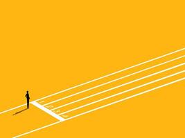 Focus on the path, start a business. Businessman getting ready to start a competition vector