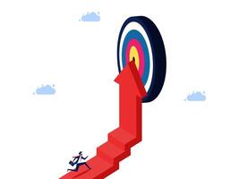 businessman climbing up the stairs to the target vector