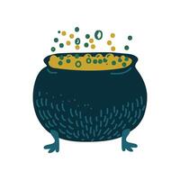 Witch Cauldron with Boiling Potion, Magic Object, Witchcraft Attribute Illustration vector