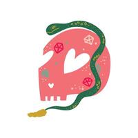 Human Skull and Snake, Magic Object, Witchcraft Attribute Illustration vector