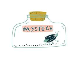 Beetle in Glass Bottle, Magic Object, Witchcraft Attribute Illustration vector