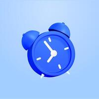 Circle clock icon. Alarm clock on blue background. 3d blue ink watch icon minimal design concept of sleeping timer. 3d clock icon rendering in isolated blue. 3d illustration vector