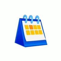 3d calendar icon illustration. Gradient standing calendar with date cells on white background. Holiday, event, date, note. Planning concept. minimal style vector