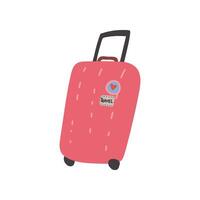 Red Suitcase with Wheels, Summer Travel Sign Symbol Illustration vector