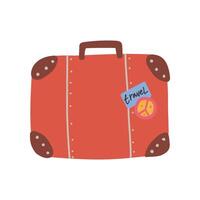 Retro Leather Suitcase, Summer Travel Sign Symbol Illustration vector