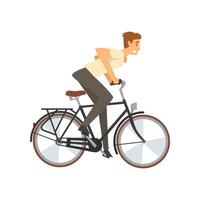 Man Riding Bike Fast, Male Cyclist Character on Bicycle Illustration vector