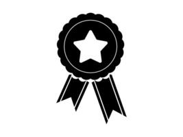Winner medal icon with stars and ribbon on. Quality Assurance. vector