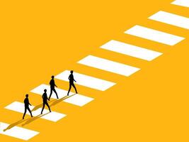 Safe zone and business path . Businessman team walking on the crosswalk. vector