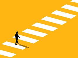 Concept of safe zone and business path . Businessman walking on the crosswalk. vector