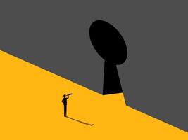 Strategy and Success. man with keyhole door. vector
