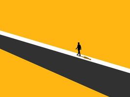 Risk path. man walking on a wall or a narrow path vector