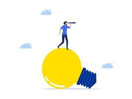 man standing on top of an egg looking through a telescope vector