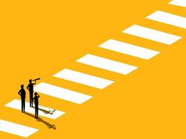 Concept of safe zone and business path . team Businessman walking on the crosswalk vector