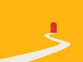 Roads and goals. The path to the red gate of success. vector
