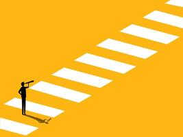 Safe zone and business path. man on the crosswalk. vector