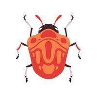 Orange Bug Insect Top View Flat Illustration vector