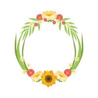 Floral Wreath with Flowers, Circle Frame with Place for Text, Design Element For Greeting Card, Invitation, Banner Illustration vector