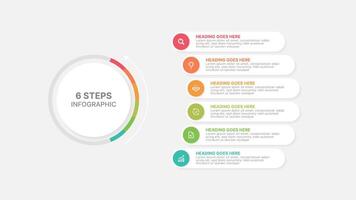 Modern Circular Round Infographic Design Template with 6 Data Points vector