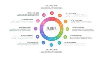 Yearly Timeline Circle Infographic Design Template with Twelve Options vector