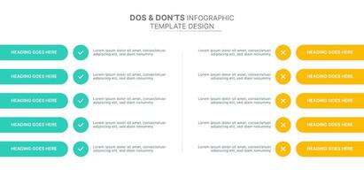 Dos and Donts Comparison Modern Infographic Design Template vector