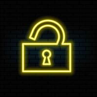 open lock neon icon. Elements of web set. Simple icon for websites, web design, mobile app, info vector