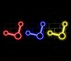 Lilac pink neon sign on brick wall Simple web icon in vector
