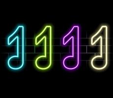 Music notes with dark neon light effect, 3d rendering. 3D illustration..green vector