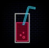 Bar and alcohol drinks neon signs on dark background set vector