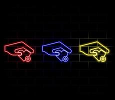 K-POP neon sign. Finger heart sign with colorful neon lights isolated on brick wall. illustration vector