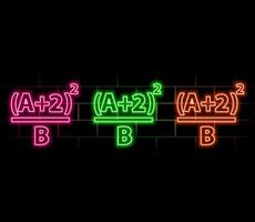 Neon fraction pie diagram in line style. Circle with divided slice. Math illustration. vector