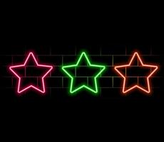 Neon light speech bubble. Falling star line icon. Night sign. Firework symbol. Neon light background. Falling star glow line. Brick wall banner. vector
