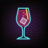 Cocktail party background. illustration of abstract glowing neon colored different cocktail glasses over blue background for your design vector