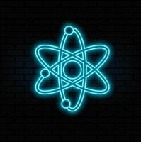glowing neon lights atom model. vector