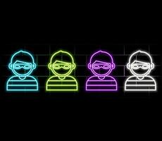 Thief neon icon. Simple thin line, outline of male bag and luggage icons for ui and ux, website or mobile application vector