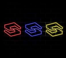 Design of neon friends hands symbol vector