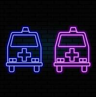 Modern Minimal style ambulances neon effect logo vector